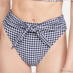 Montce Paula Tie Up Blue White‎ Gingham Bikini Bottom NWT Size XS HTF